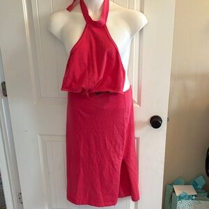 Lulu's Red Backless Halter Dress